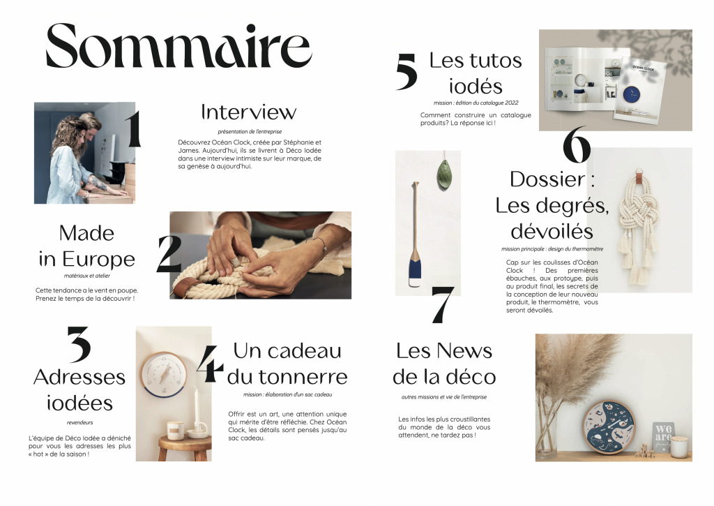 sommaire d'un magazine décoration. conception éditoriale magazine